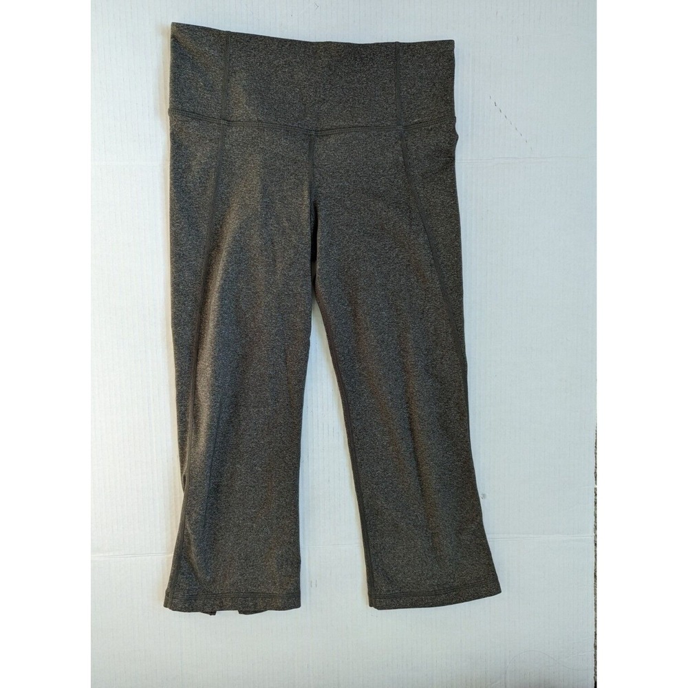 Lululemon Green Khaki Cropped Leggings Womens Size 4 Split Hem Active Wear